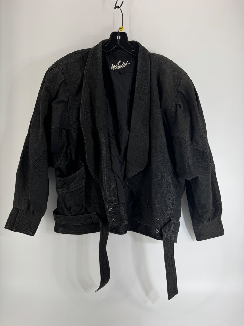 Winlit Vintage Black Leather Jacket Size M