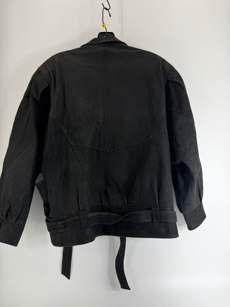 Winlit Vintage Black Leather Jacket Size M