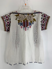 Johnny Was White Embroidered Top Size SM