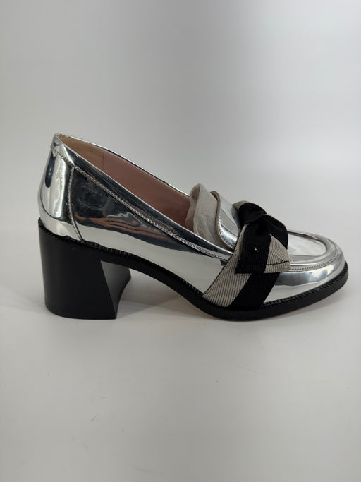 Kate Spade Silver Heel Loafers Size 7.5