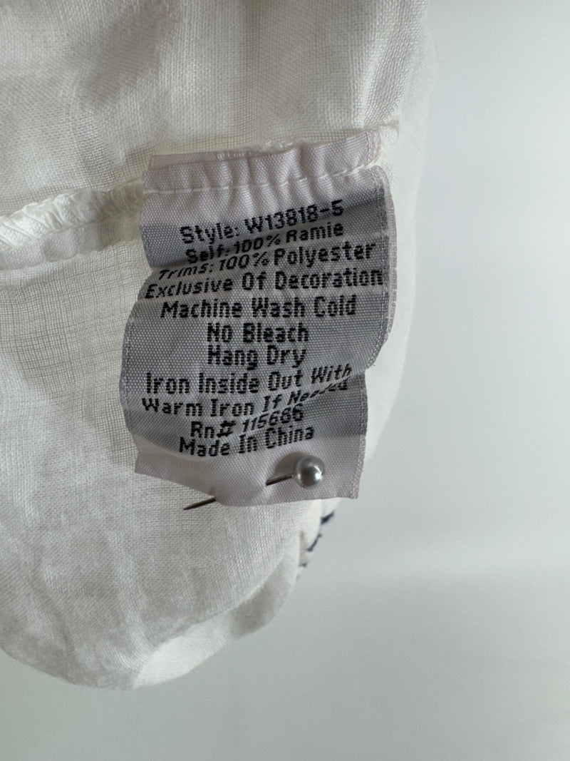 Johnny Was White Embroidered Top Size SM