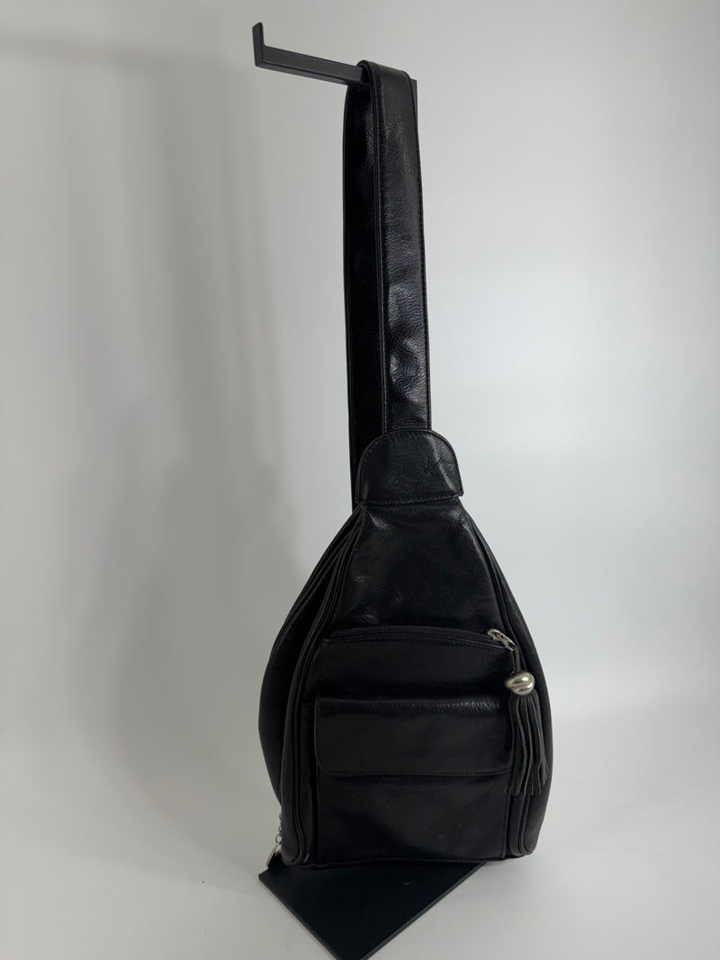 Carriage House Black Leather Crossbody Bag 