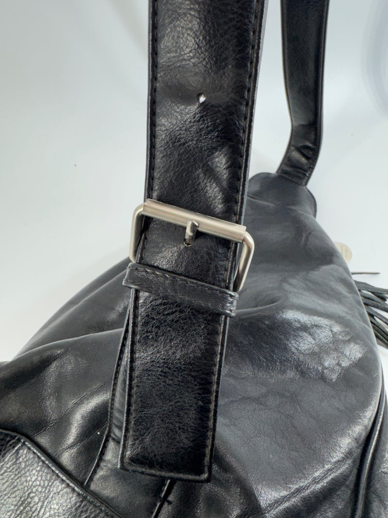 Carriage House Black Leather Crossbody Bag 