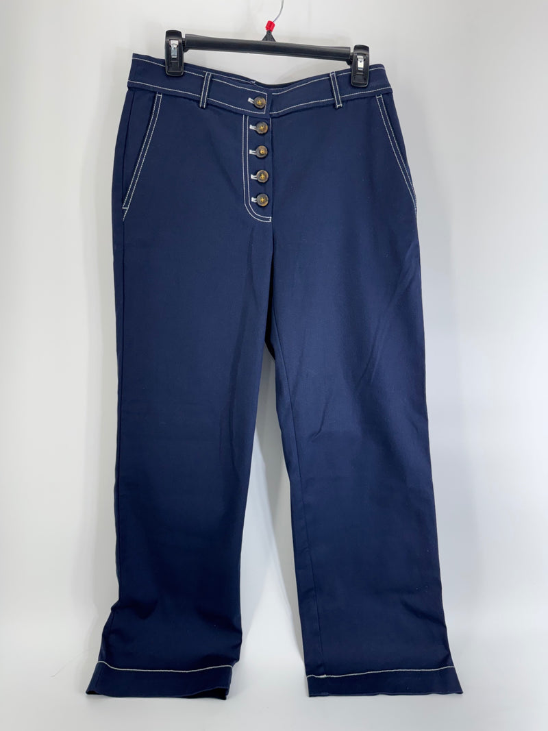 Loft Button Zip Straight Leg Pants Size 2