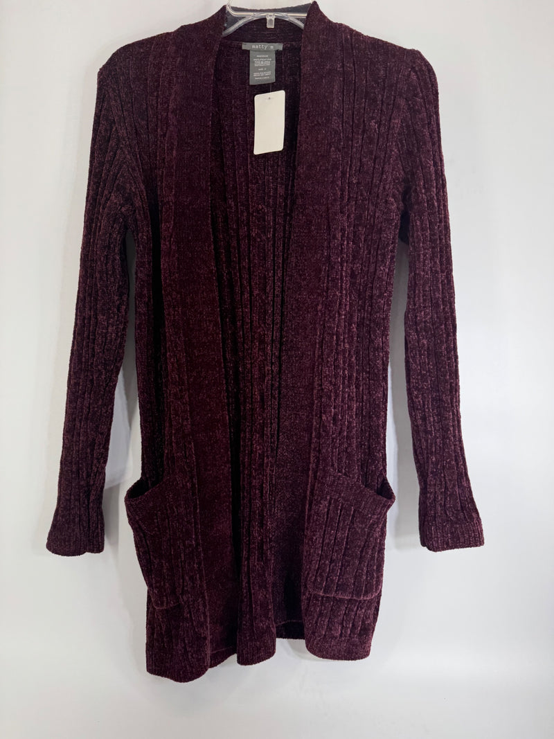 matty m Plum Knit Cardigan Size SM