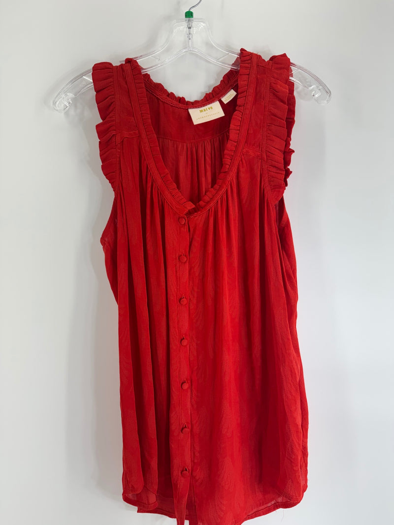 Maeve Red Sleeveless Button Up Size LG