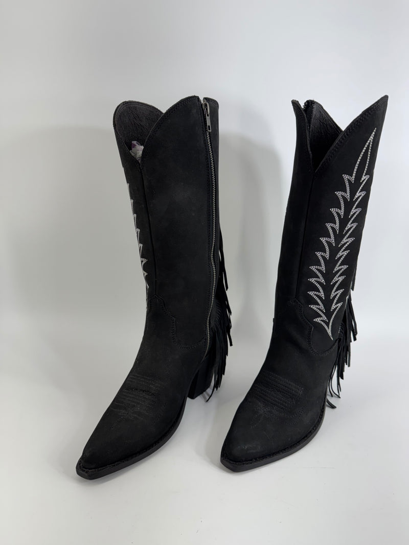 Liberty Black Black Fringe Cowgirl Boots NEW Size 8.5