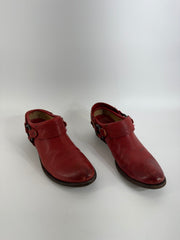 Frye Red Leather Clog Mules Size 7.5