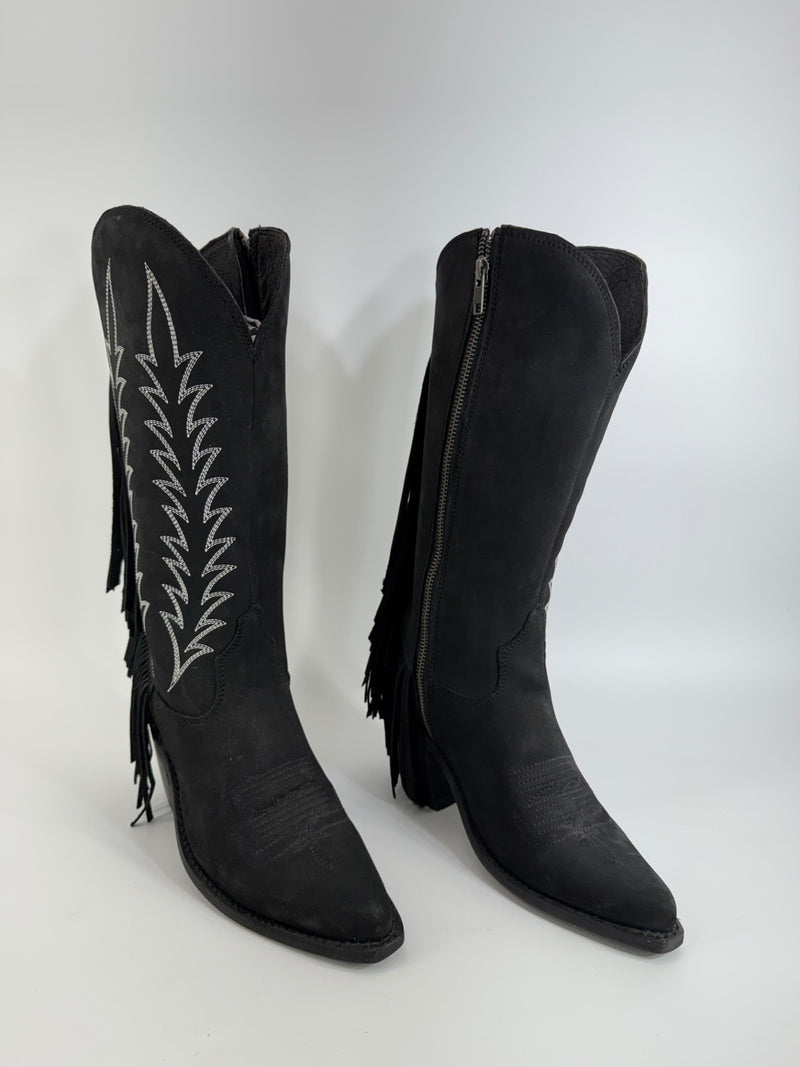 Liberty Black Black Fringe Cowgirl Boots NEW Size 8.5