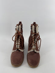 Seychelles Mauve Suede Lace Up Boots Sizs 7.5