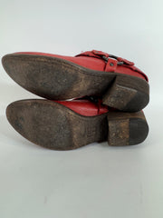 Frye Red Leather Clog Mules Size 7.5