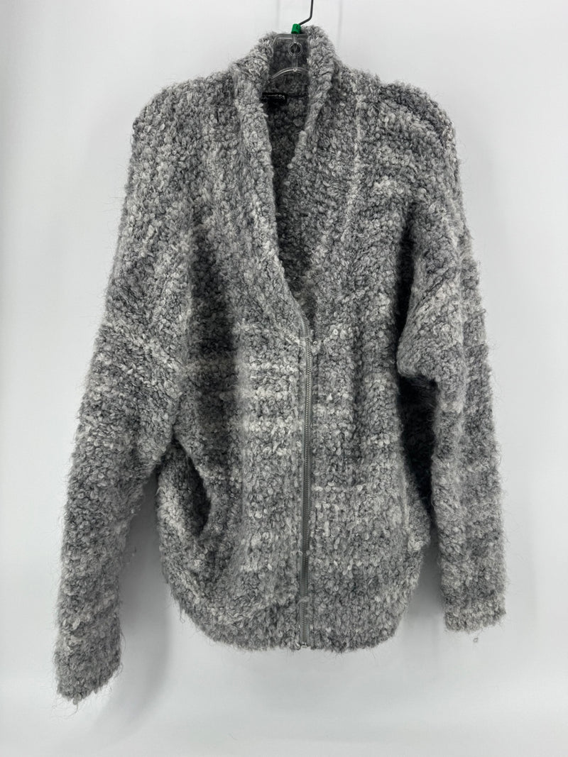 Express Gray Zip Up Fluffy Jacket Size LG