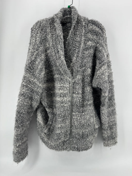 Express Gray Zip Up Fluffy Jacket Size LG