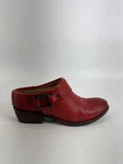 Frye Red Leather Clog Mules Size 7.5