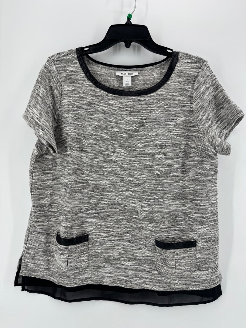 White House Black Market Gray Top Size LG