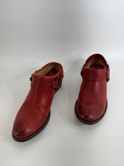 Frye Red Leather Clog Mules Size 7.5