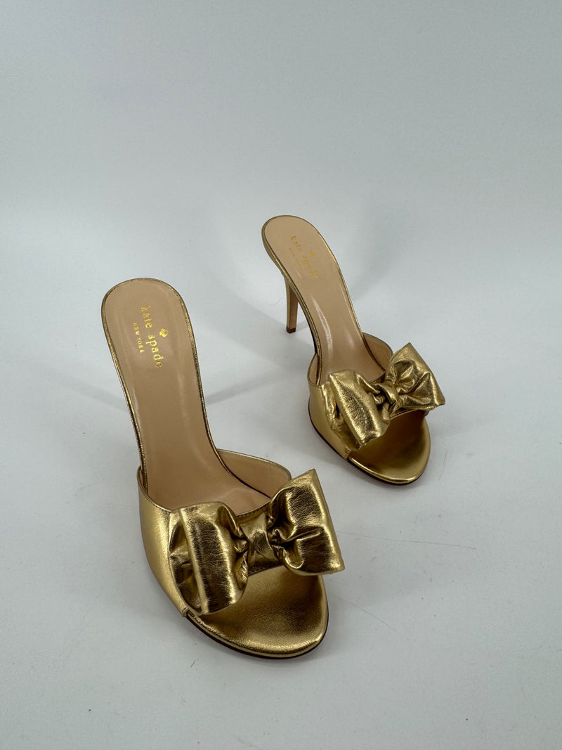 Kate Spade Gold Leather Mule Size 8