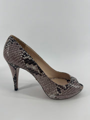 Prada Python Snakeskin Peep Toe Heels Size 38.5