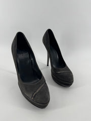 Gucci Gray Platform Zipper Heels Size 40