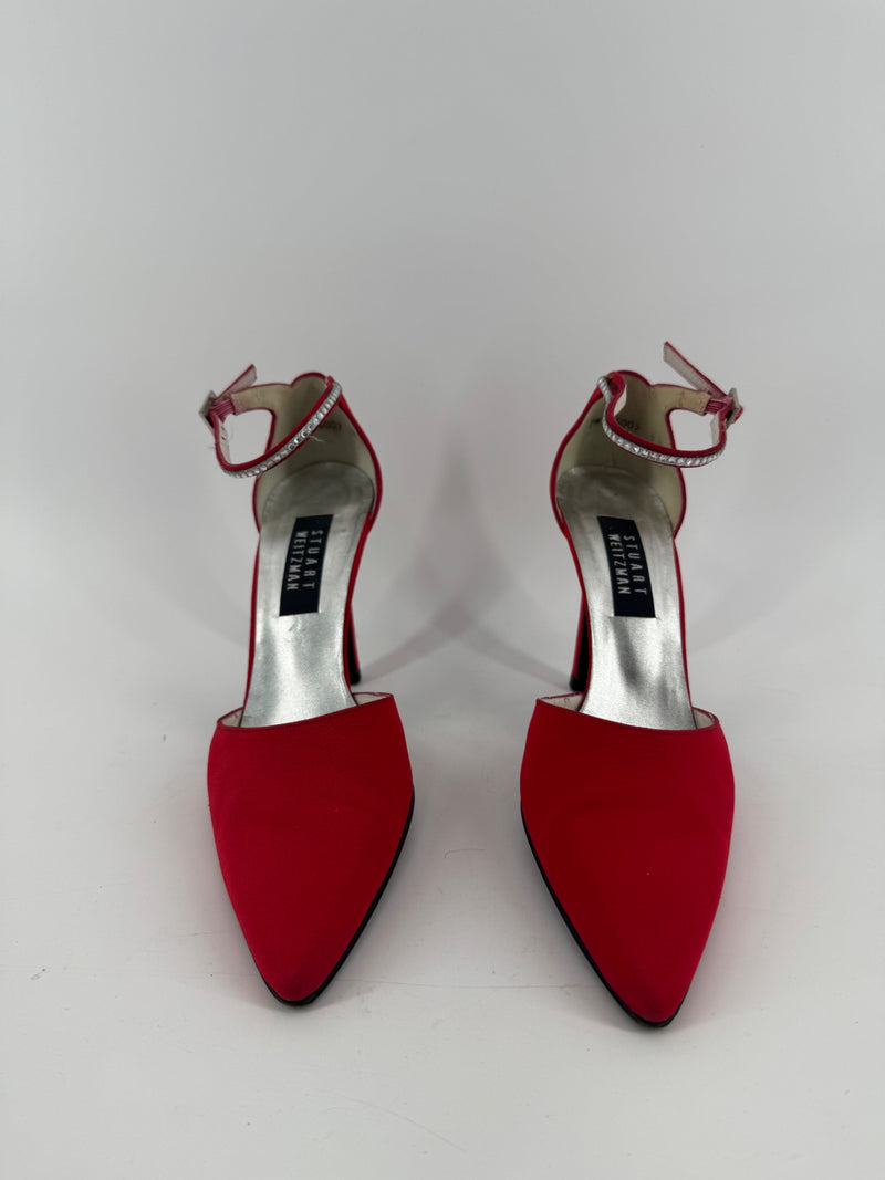 Stuart Weitzman Red Ankle Wrap Heels Size 7