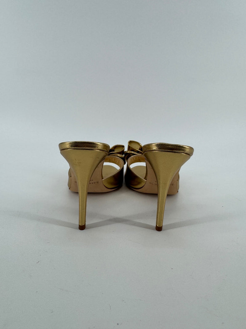 Kate Spade Gold Leather Mule Size 8