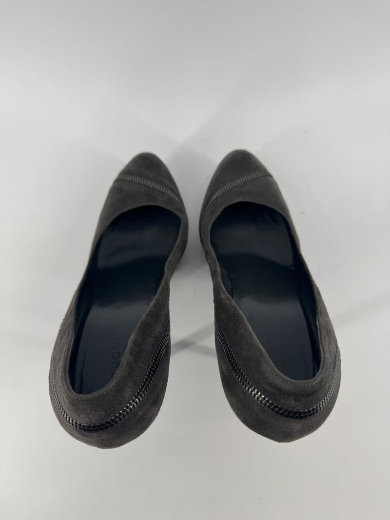 Gucci Gray Platform Zipper Heels Size 40