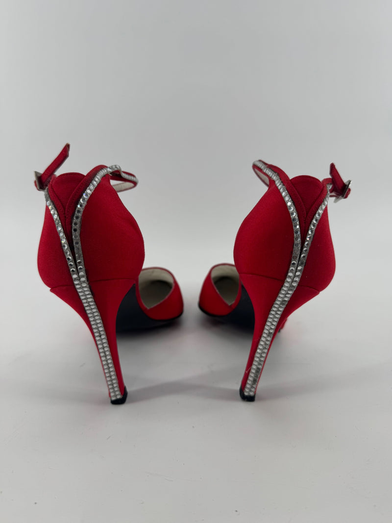 Stuart Weitzman Red Ankle Wrap Heels Size 7