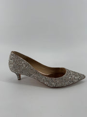 Badgley Mischka Silver Point Kitten Heels Size 8