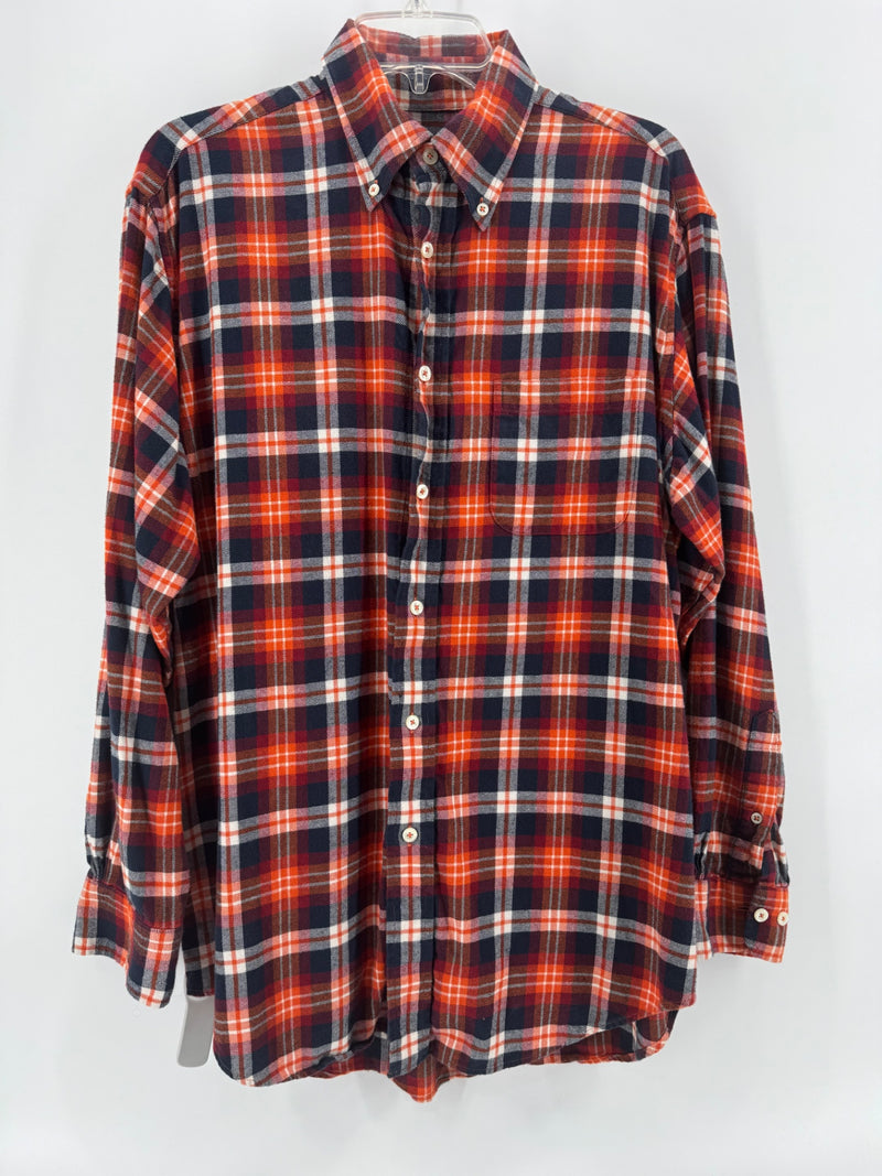 Aroors Brothers Orange Plaid Button Up Size M
