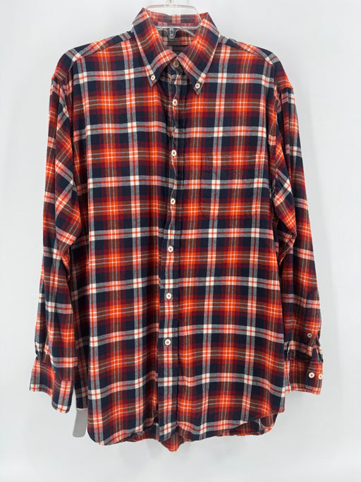 Aroors Brothers Orange Plaid Button Up Size M