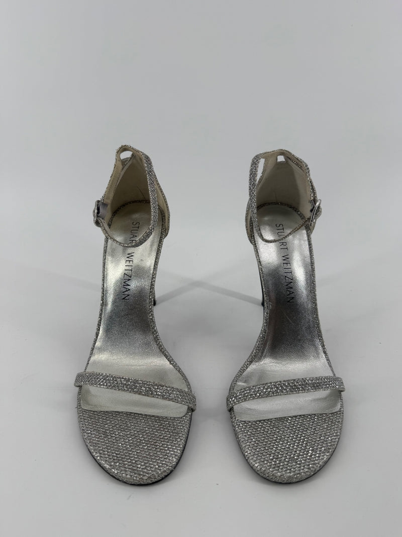 Stuart Weitzman Nudistsong Platinum Heels Size 6