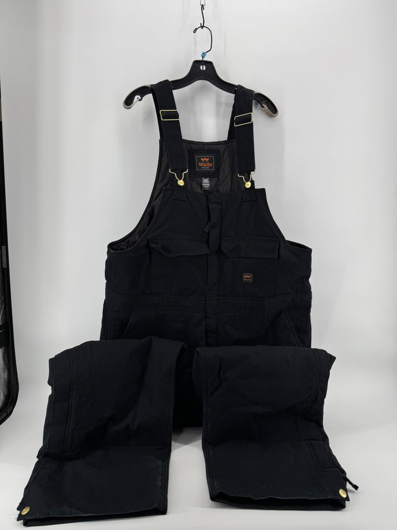 Walls Men’s Black Canvas Overalls Size XL