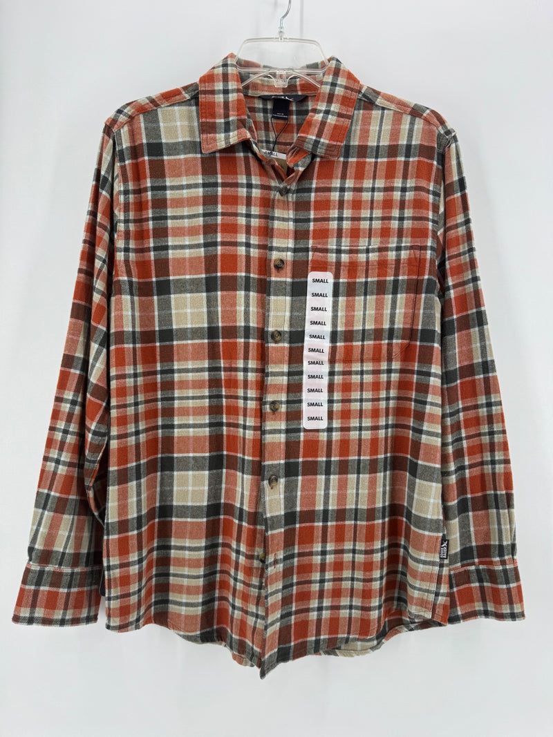 Eddie Bauer Orange Plaid Button Up Size SM