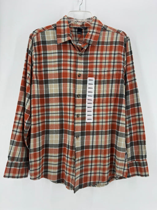 Eddie Bauer Orange Plaid Button Up Size SM