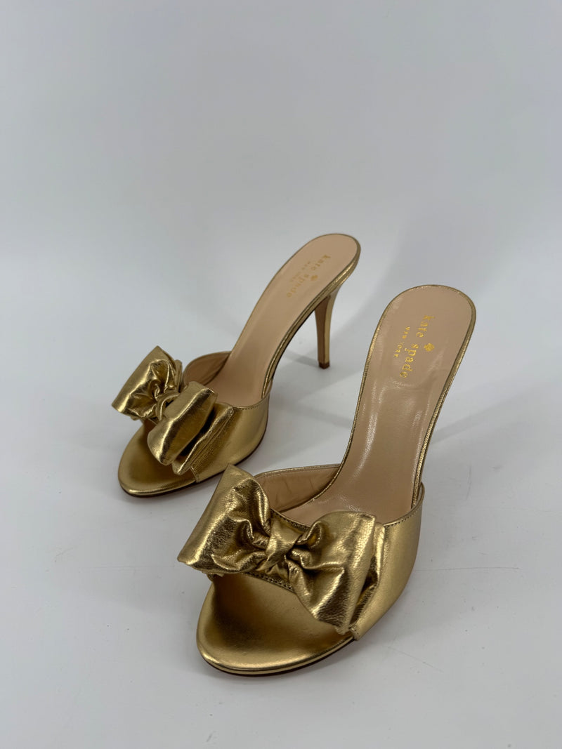 Kate Spade Gold Leather Mule Size 8