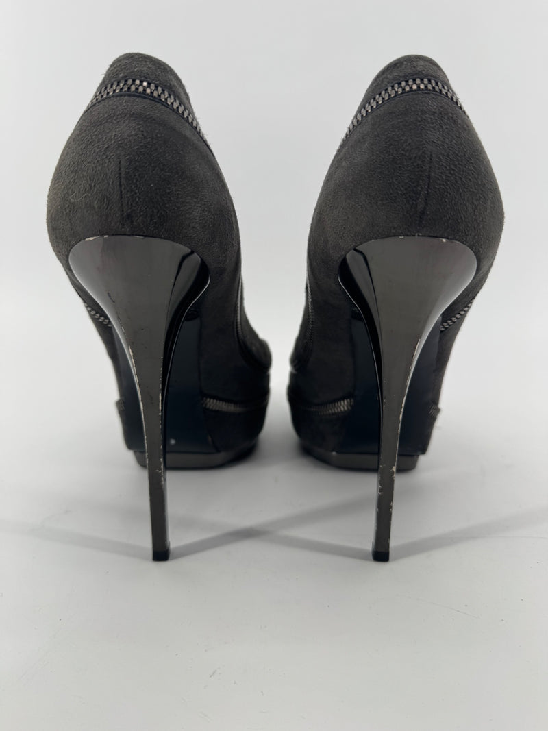 Gucci Gray Platform Zipper Heels Size 40