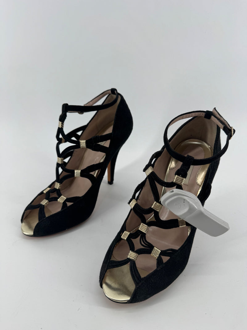Women's Reiss Ankle Strap Sandal Reels Black - Sz 10