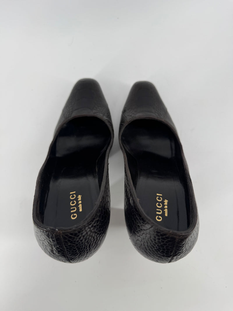 Gucci Croc Embossed Pump Heels Size 7