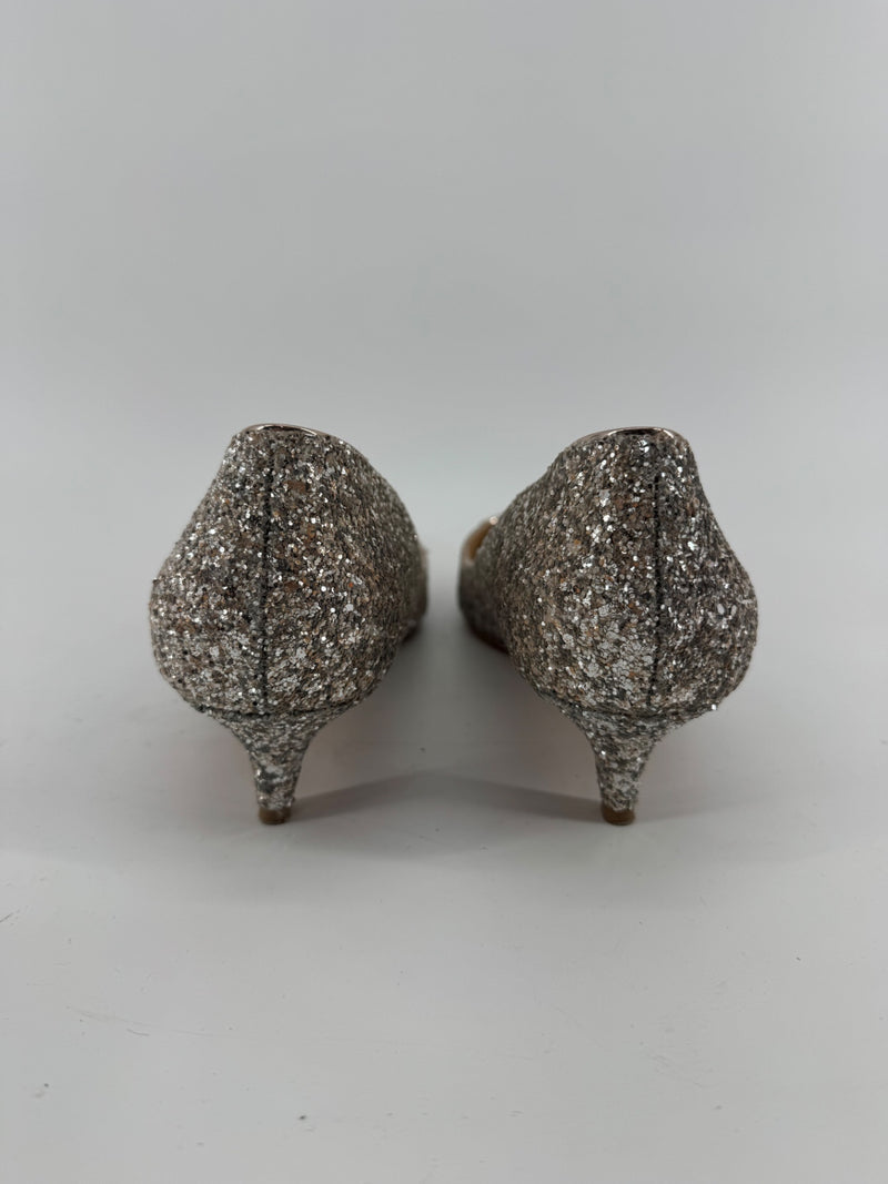 Badgley Mischka Silver Point Kitten Heels Size 8