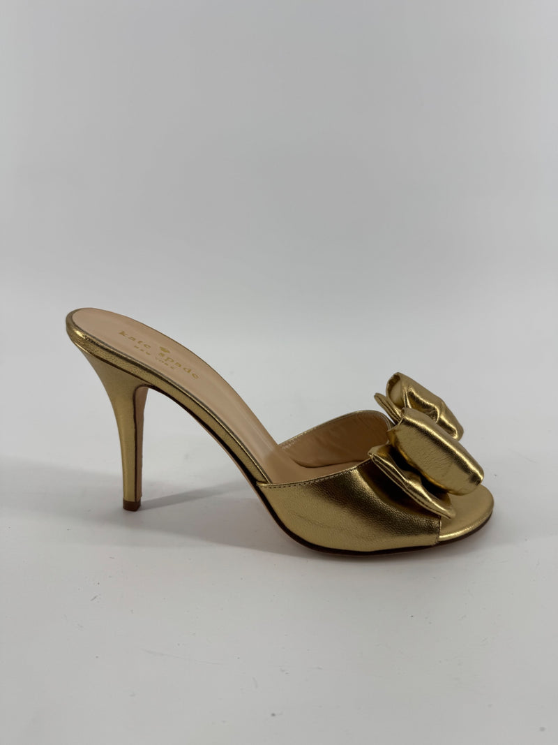 Kate Spade Gold Leather Mule Size 8