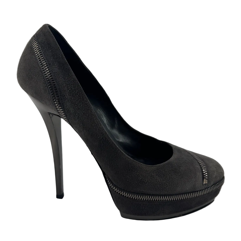 Gucci Gray Platform Zipper Heels Size 40