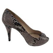 Prada Python Snakeskin Peep Toe Heels Size 38.5