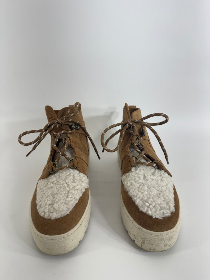 J/Slides Brown Suede with Sherpa Size 9