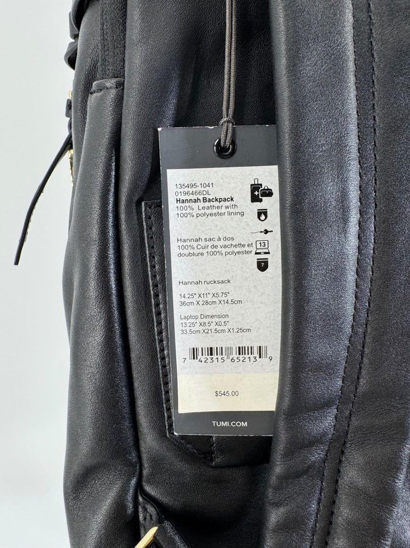 Tumi Black Leather Hannah Backpack