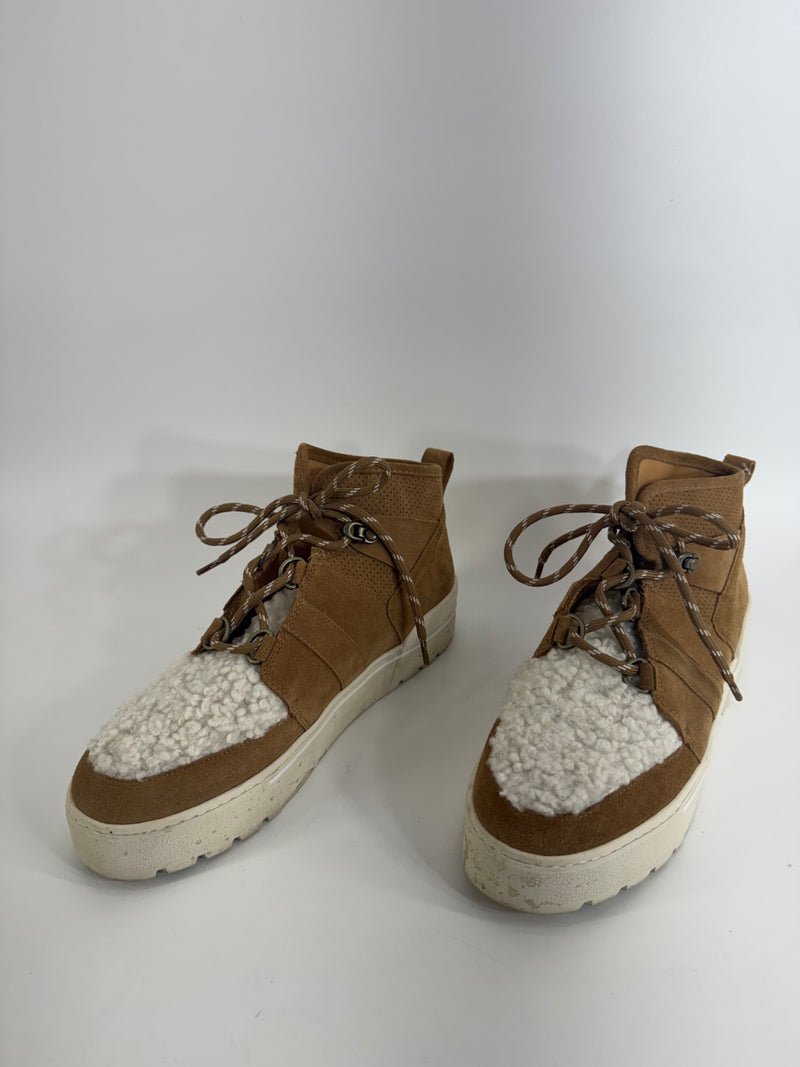 J/Slides Brown Suede with Sherpa Size 9