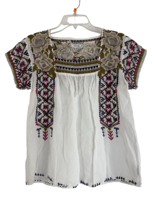 Johnny Was White Embroidered Top Size SM