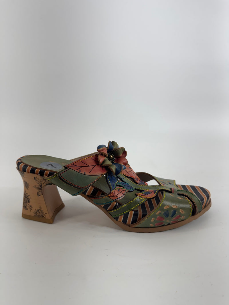 Spring Step L'Artiste Multicolor Flower Heels Size 7 