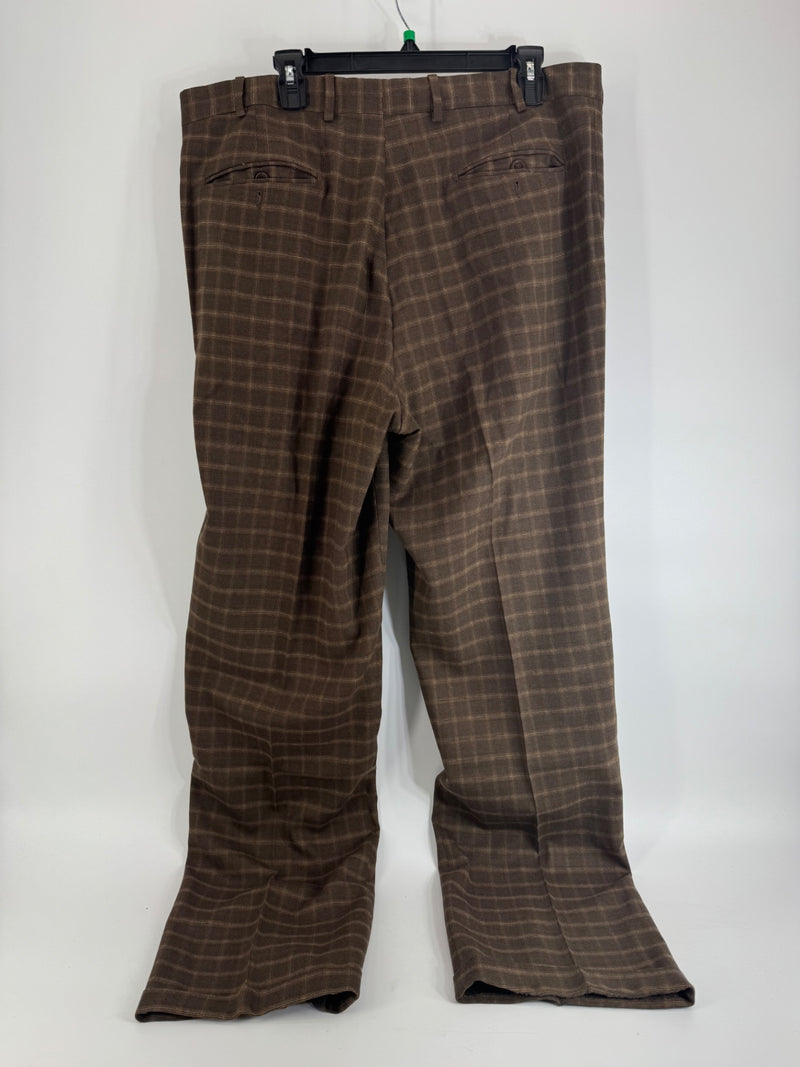 Paul Fredrick Brown Plaid Wool Pants Size 38