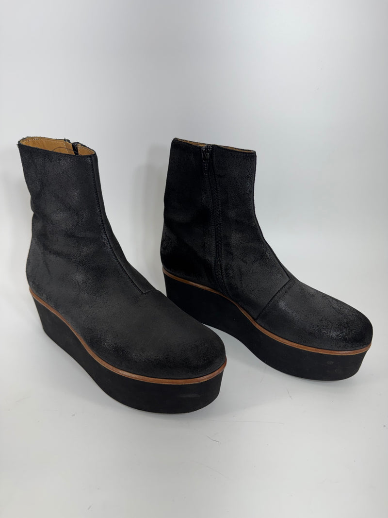 Maison Margiela Platform Suede Platform Ankle Boots Size 7.5
