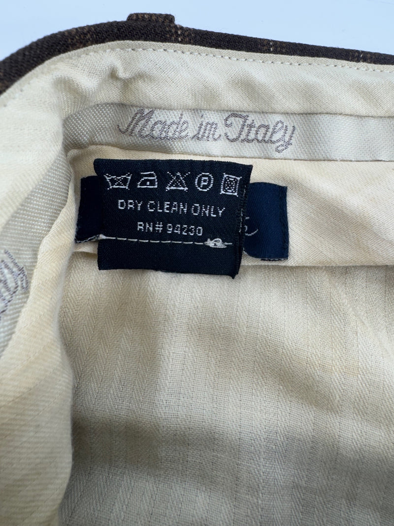 Paul Fredrick Brown Plaid Wool Pants Size 38